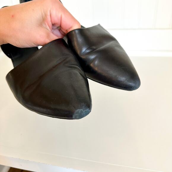 VINCE Nina Leather Almond Toe Slip On D'Orsay Flats Black 9.5 - Picture 2 of 5